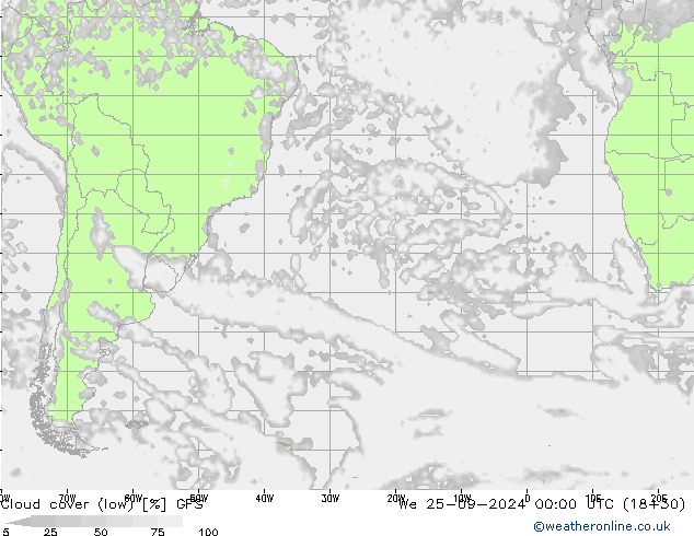 облака (низкий) GFS ср 25.09.2024 00 UTC