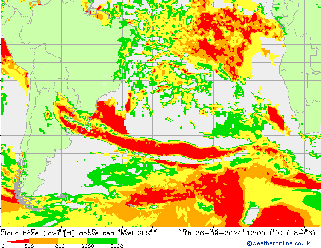 Cloud base (low) GFS Qui 26.09.2024 12 UTC