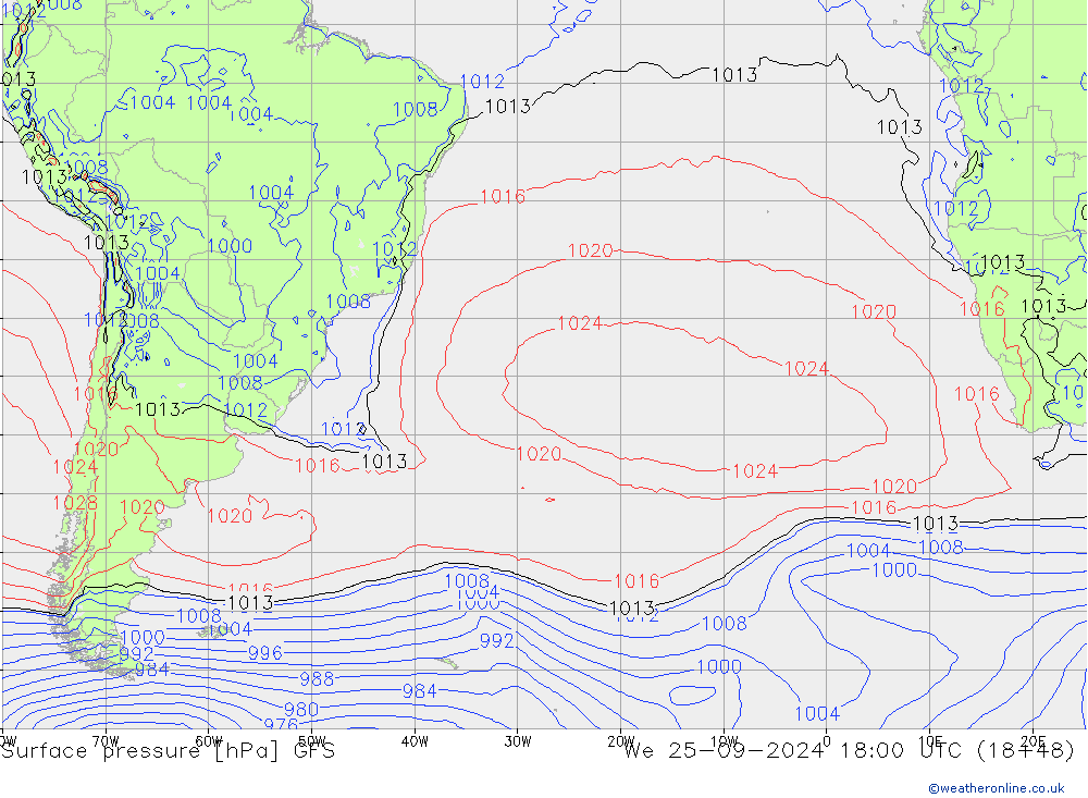 Luchtdruk (Grond) GFS wo 25.09.2024 18 UTC