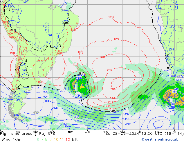 yüksek rüzgarlı alanlar GFS Cts 28.09.2024 12 UTC