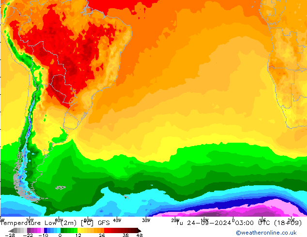 Tiefstwerte (2m) GFS Di 24.09.2024 03 UTC