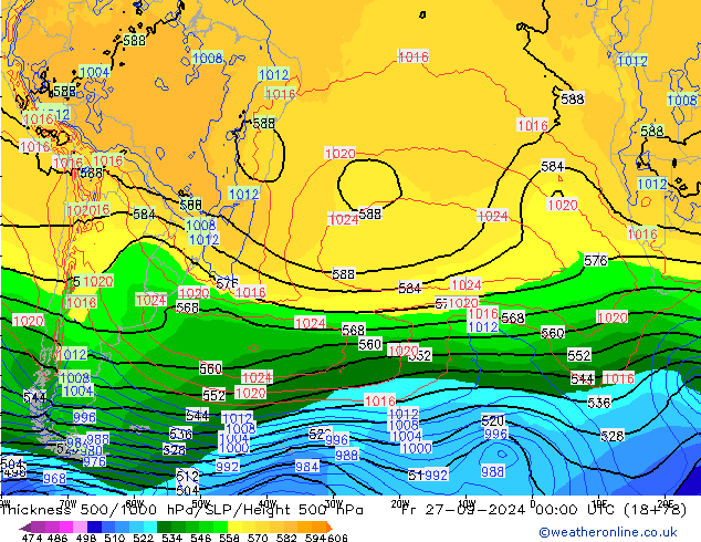 Thck 500-1000hPa GFS Fr 27.09.2024 00 UTC