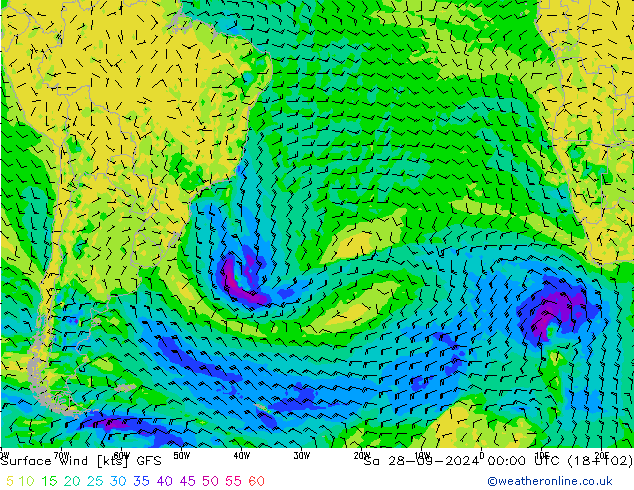 Bodenwind GFS Sa 28.09.2024 00 UTC