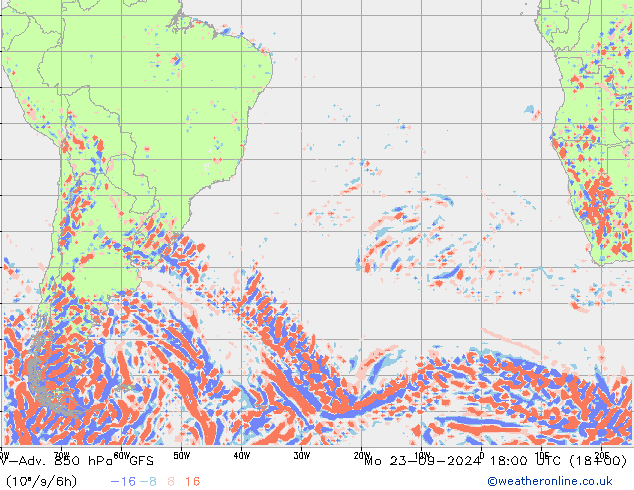 V-Adv. 850 hPa GFS Mo 23.09.2024 18 UTC