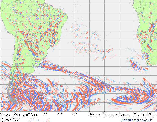 V-Adv. 850 hPa GFS We 25.09.2024 00 UTC