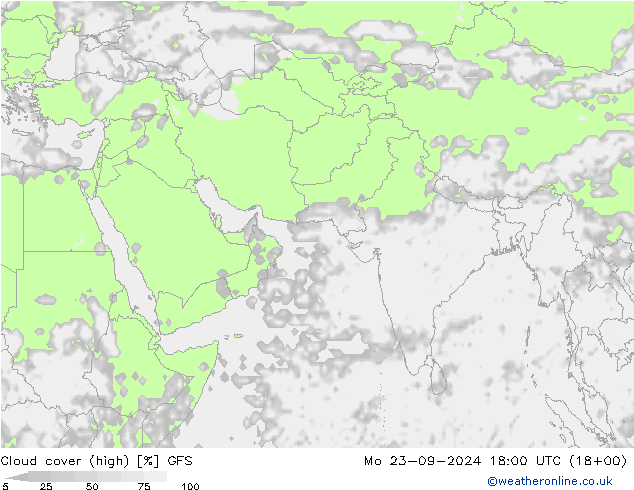 Nuages (élevé) GFS lun 23.09.2024 18 UTC