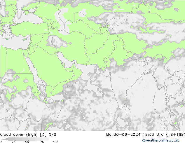 Wolken (hohe) GFS Mo 30.09.2024 18 UTC