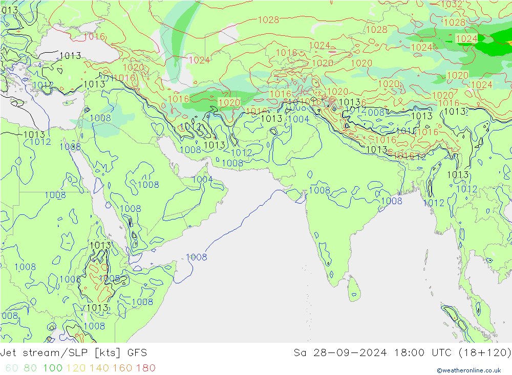 Jet Akımları/SLP GFS Cts 28.09.2024 18 UTC