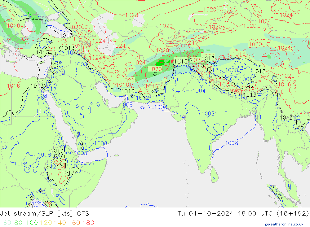 Straalstroom/SLP GFS di 01.10.2024 18 UTC