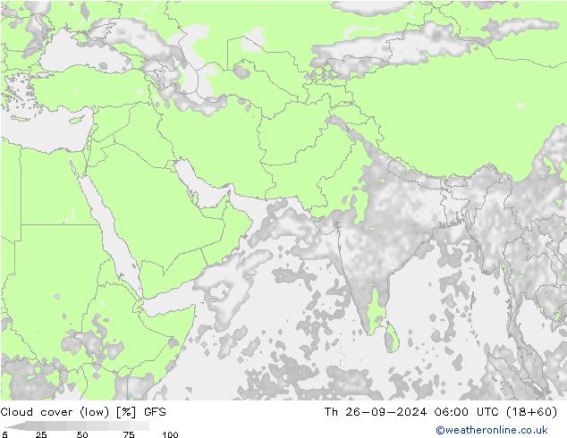 Bewolking (Laag) GFS do 26.09.2024 06 UTC