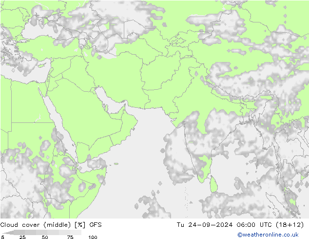 Cloud cover (middle) GFS Tu 24.09.2024 06 UTC