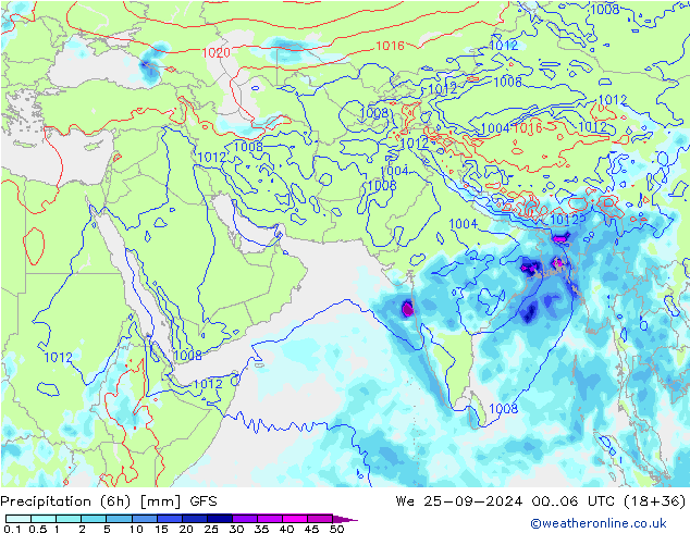 Z500/Rain (+SLP)/Z850 GFS  25.09.2024 06 UTC