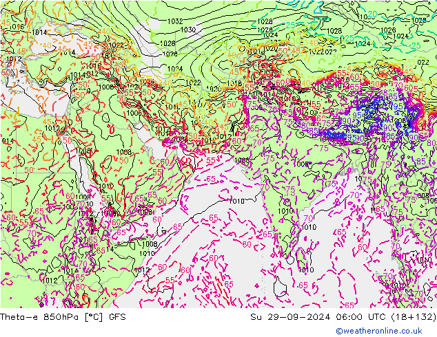 Theta-e 850hPa GFS septembre 2024