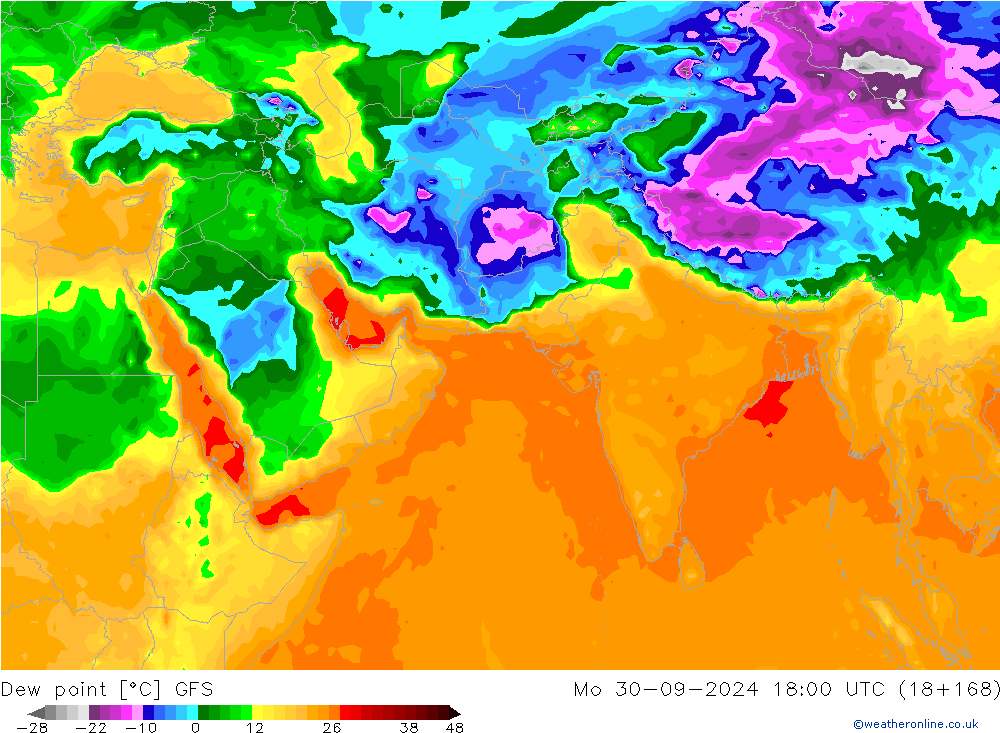 Dauwpunt GFS ma 30.09.2024 18 UTC