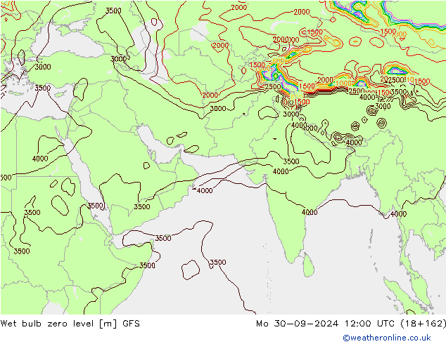 Theta-W Isotherme 0° GFS lun 30.09.2024 12 UTC