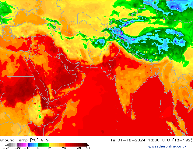 Ground Temp GFS Tu 01.10.2024 18 UTC