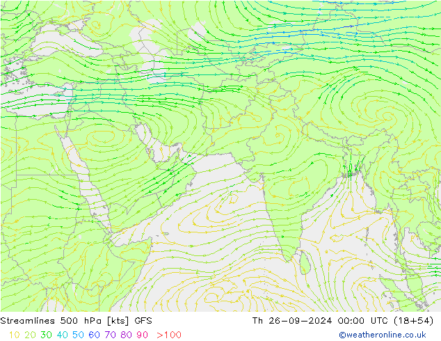 Stroomlijn 500 hPa GFS do 26.09.2024 00 UTC