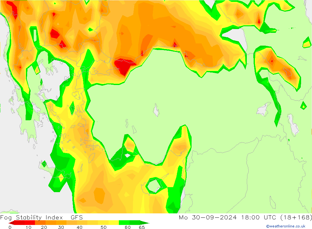 Fog Stability Index GFS Mo 30.09.2024 18 UTC