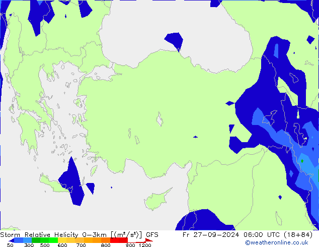 Storm Relative Helicity GFS Sex 27.09.2024 06 UTC