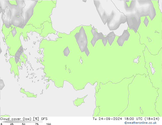 облака (низкий) GFS вт 24.09.2024 18 UTC