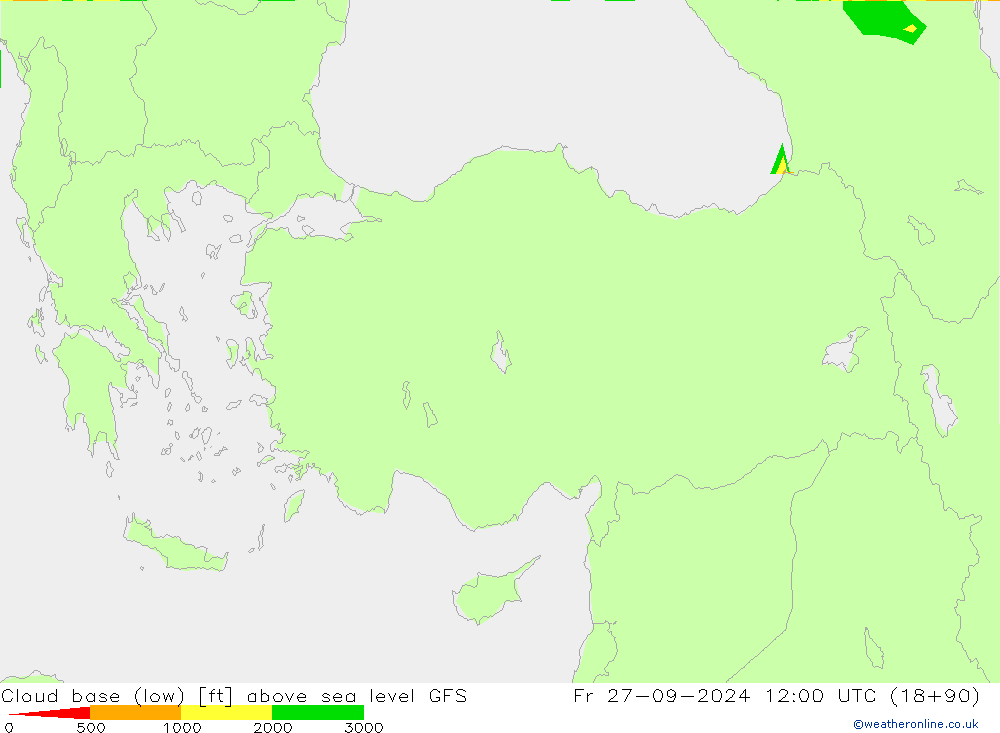 Cloud base (low) GFS  27.09.2024 12 UTC