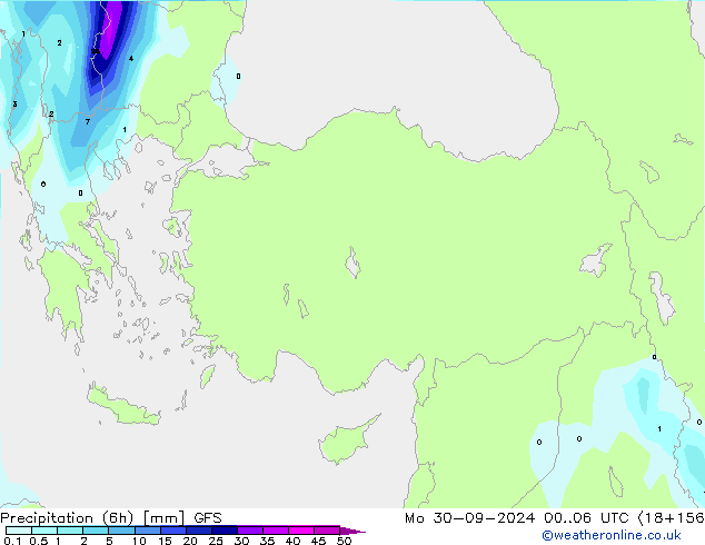 Z500/Rain (+SLP)/Z850 GFS lun 30.09.2024 06 UTC