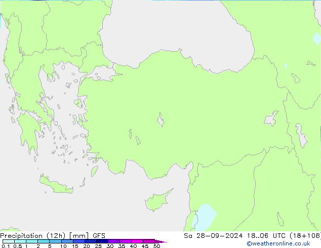 Precipitazione (12h) GFS sab 28.09.2024 06 UTC