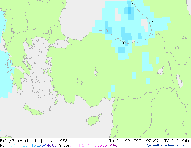 Rain/Snowfall rate GFS Tu 24.09.2024 00 UTC