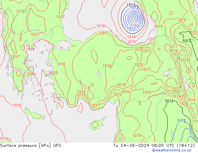 Surface pressure GFS Tu 24.09.2024 06 UTC