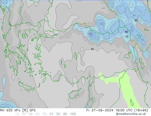 RH 925 hPa GFS  27.09.2024 18 UTC