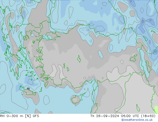 RH 0-300 m GFS Th 26.09.2024 06 UTC