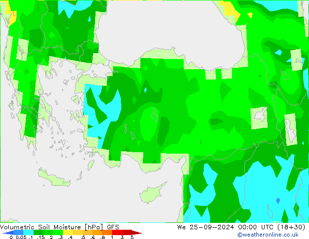 Volumetric Soil Moisture GFS Qua 25.09.2024 00 UTC