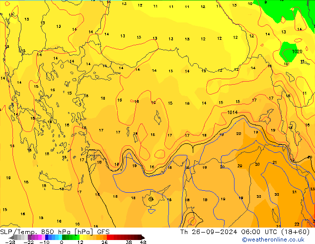 SLP/Temp. 850 hPa GFS Do 26.09.2024 06 UTC