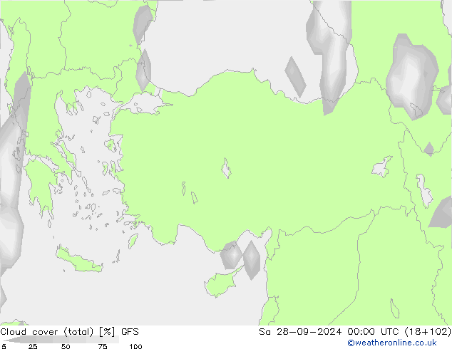 Bulutlar (toplam) GFS Cts 28.09.2024 00 UTC