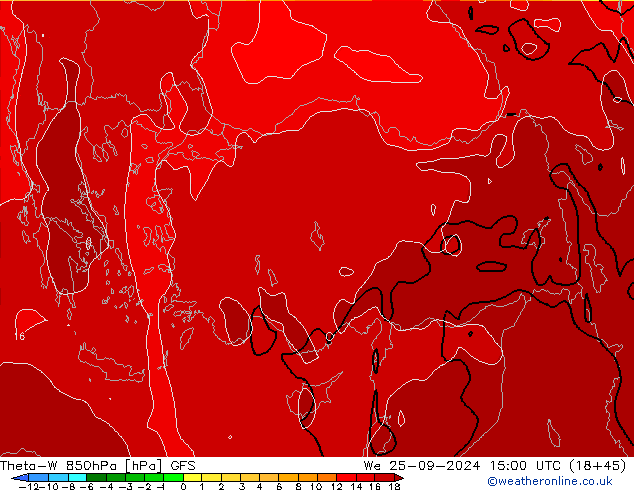 Theta-W 850hPa GFS We 25.09.2024 15 UTC