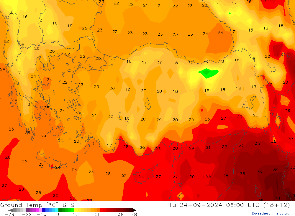 температура от 0-10 см GFS вт 24.09.2024 06 UTC