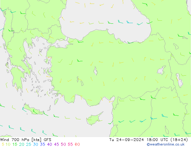 Wind 700 hPa GFS Tu 24.09.2024 18 UTC