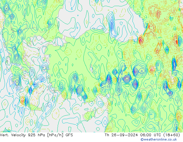 Vert. Velocity 925 hPa GFS Th 26.09.2024 06 UTC