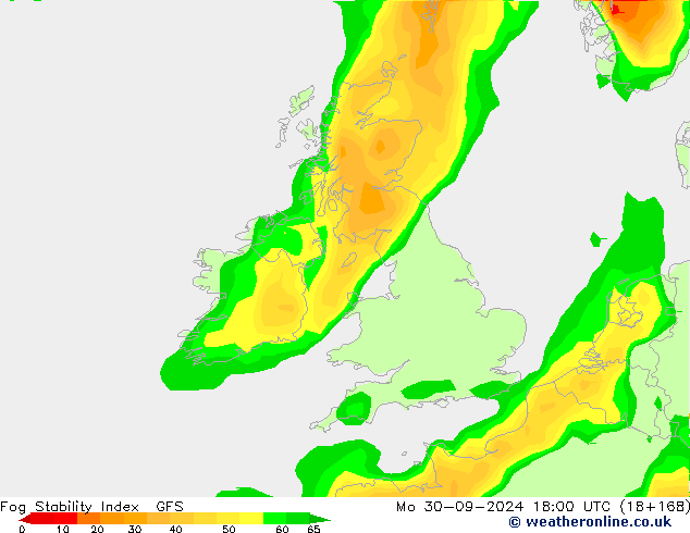 Fog Stability Index GFS Mo 30.09.2024 18 UTC