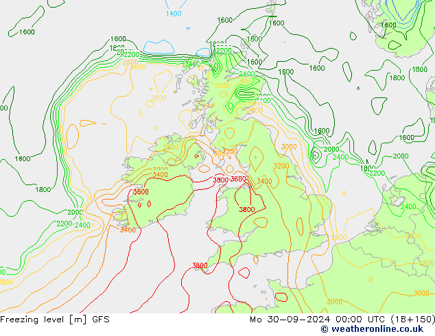 Freezing level GFS Mo 30.09.2024 00 UTC