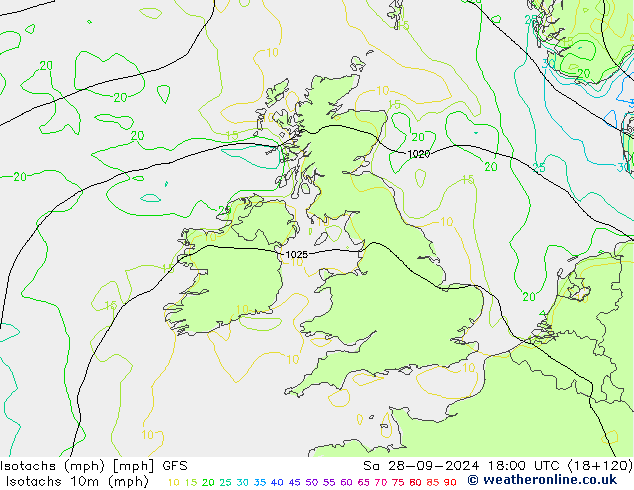 Isotachs (mph) GFS Sa 28.09.2024 18 UTC