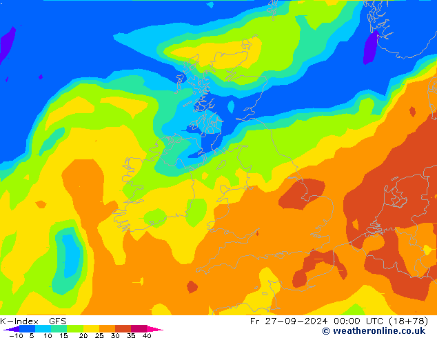 K-Index GFS Pá 27.09.2024 00 UTC