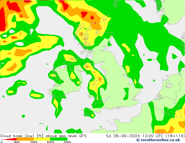 Cloud base (low) GFS сб 28.09.2024 12 UTC