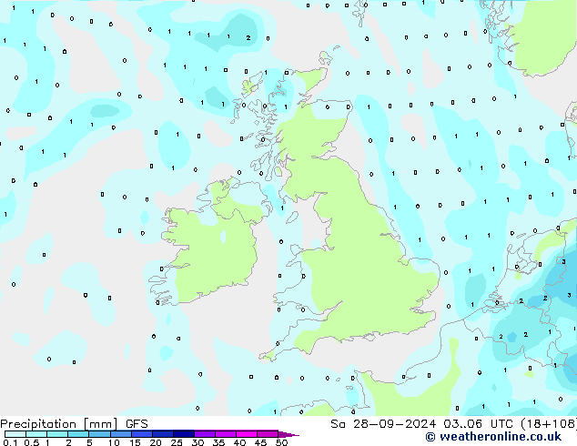 Precipitation GFS Sa 28.09.2024 06 UTC