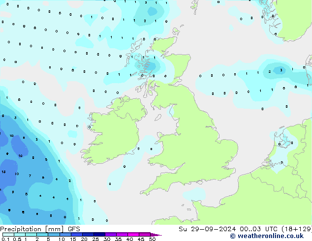 Neerslag GFS zo 29.09.2024 03 UTC