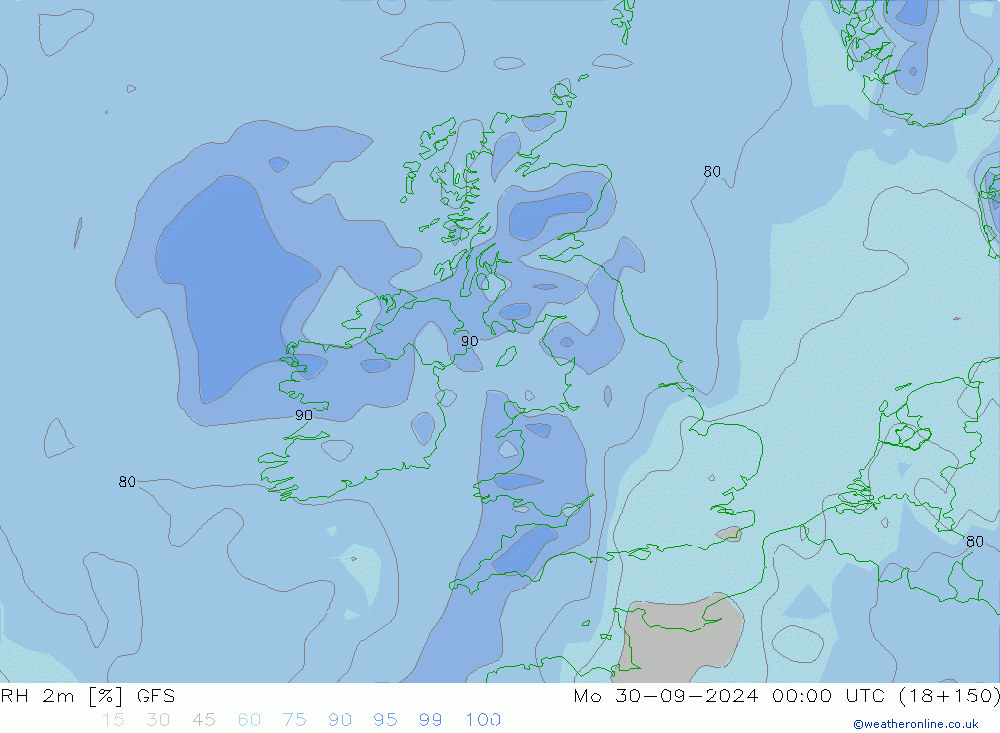 RH 2m GFS lun 30.09.2024 00 UTC