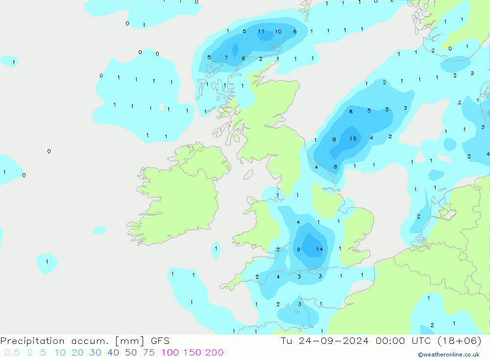 Precipitación acum. GFS mar 24.09.2024 00 UTC