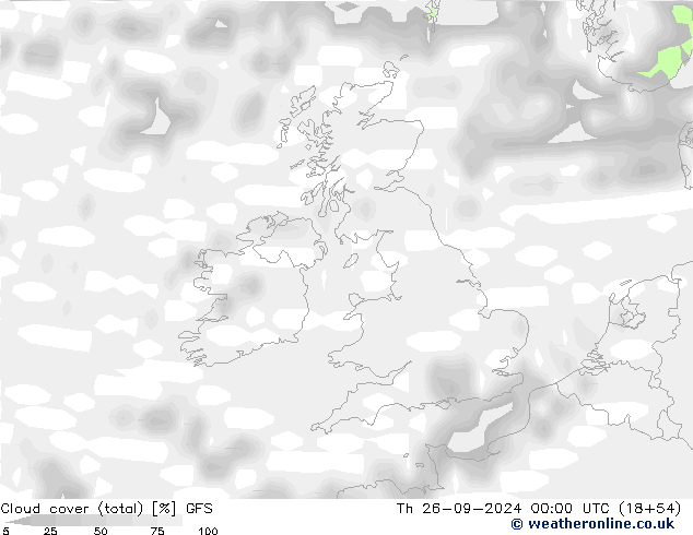 Nuages (total) GFS jeu 26.09.2024 00 UTC