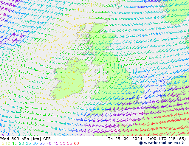 Viento 500 hPa GFS jue 26.09.2024 12 UTC