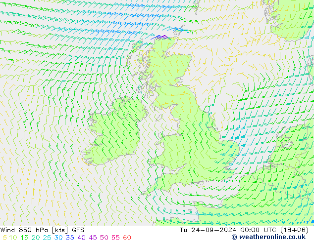 Rüzgar 850 hPa GFS Sa 24.09.2024 00 UTC